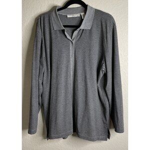 Josephine Chaus Womens 1 US‎ 1X Grey Black Stripe Button Snap Long Sleeve Jacket